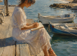Mujer practicando atención plena junto al mar