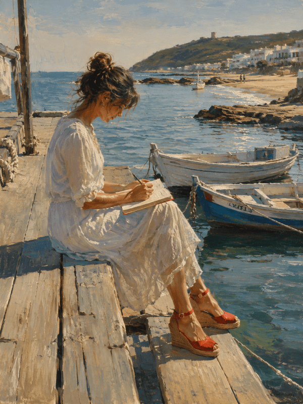 Mujer practicando atención plena junto al mar